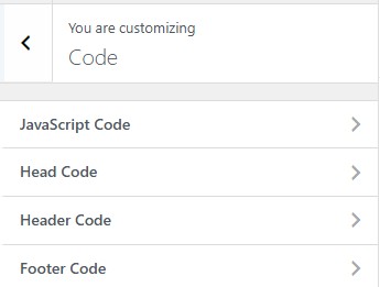 Beaver Builder Theme code injection settings showing JavaScript, header code, and footer code insertion points