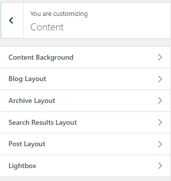 Screenshot of Beaver Builder Theme content settings for blog, archive, and search layouts.