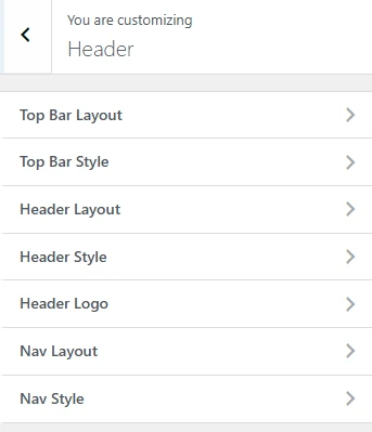Beaver Builder Theme header customization screen with layout and navigation settings.