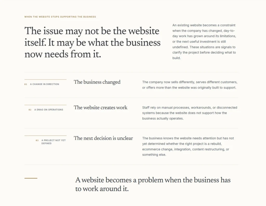 Website Constraint Diagnostic section designed by Beaver Builder AI for HYPEsites