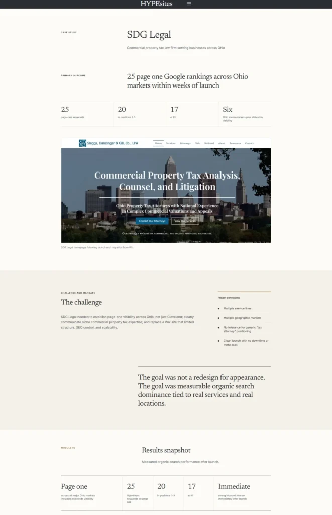 SDG Legal case study after redesign with Beaver Builder AI